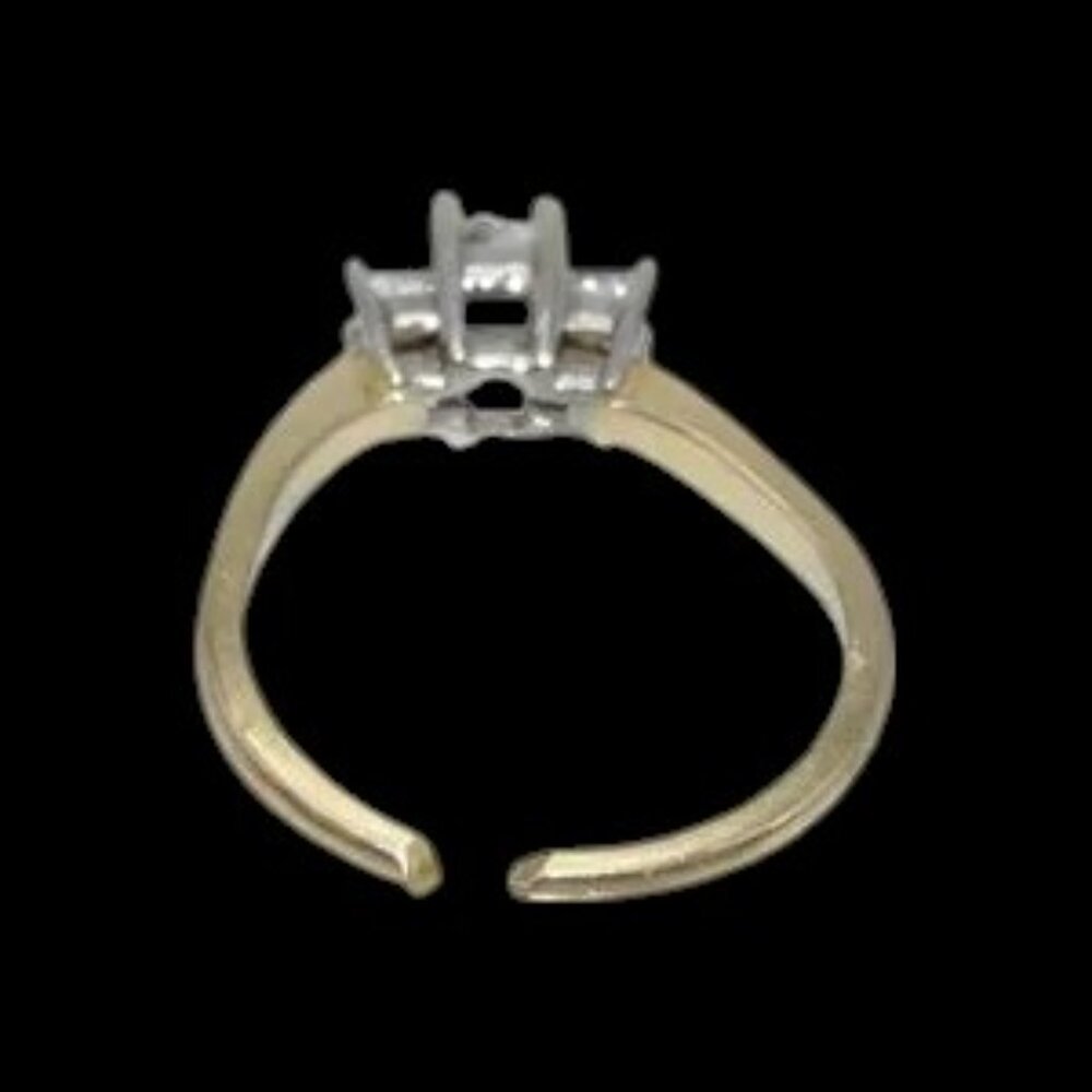 Princess Cut Diamond Trilogy Two Tone 14K Gold Ring Yellow & White Gold - Picture 9 of 9